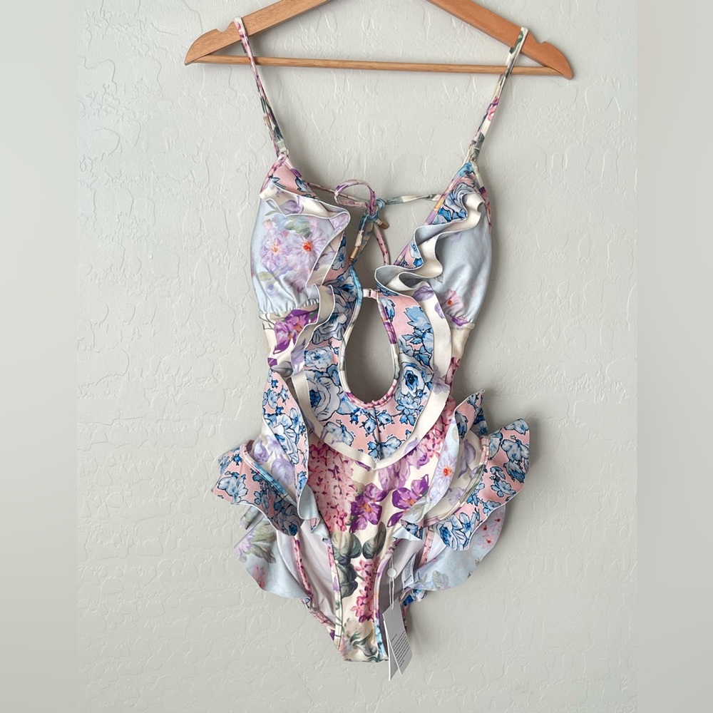 ZIMMERMAN Halliday Waterfall Frill One Piece swimsuit floral NEW US 8 - Picture 10 of 15